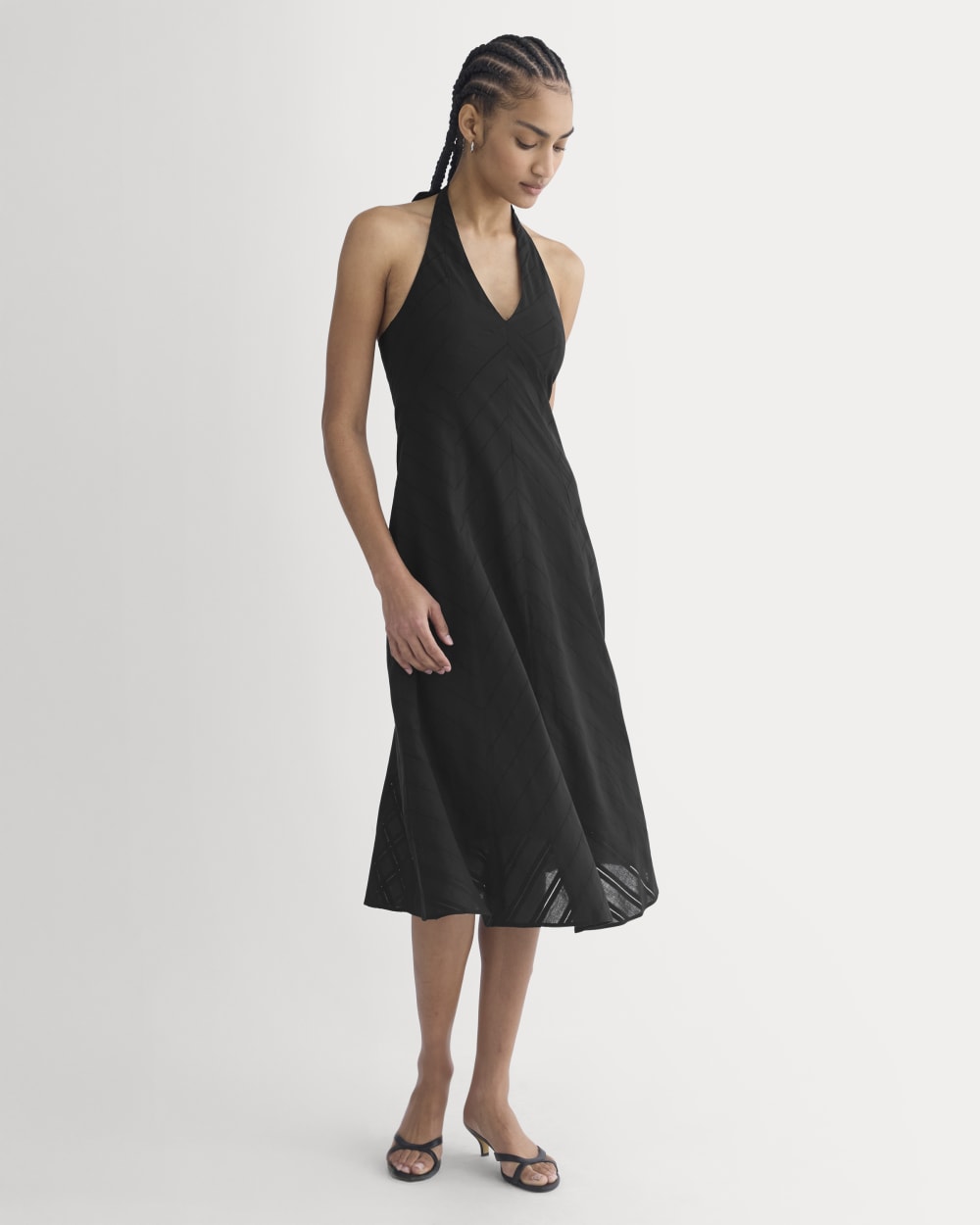 Textured Halter Midi Dress | Black - Image 3