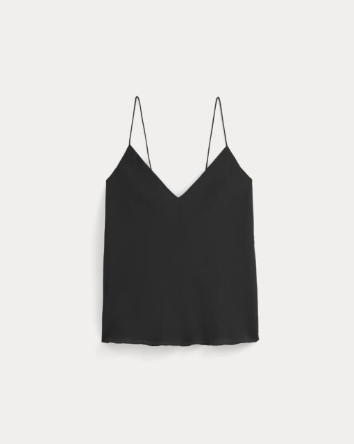 Alternative view of The Tie Back Cami in Washable Silk | Black