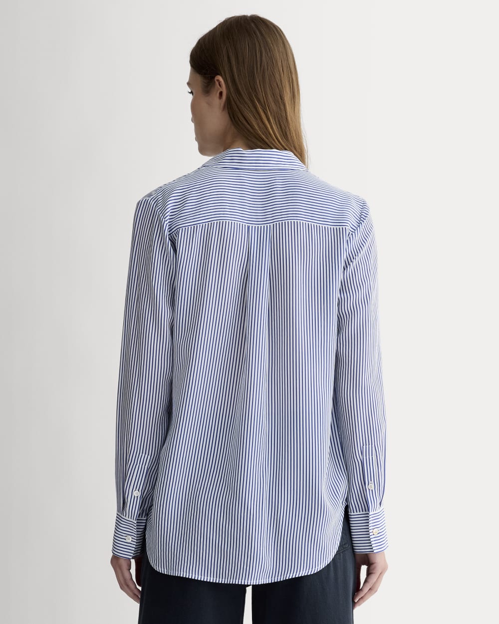 The Must-Have Shirt in Washable Silk | Blue / White - Image 5