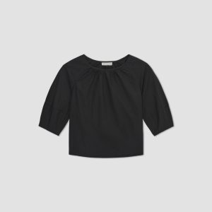 Alternative view of The Poplin Scoop-Neck Top | Black