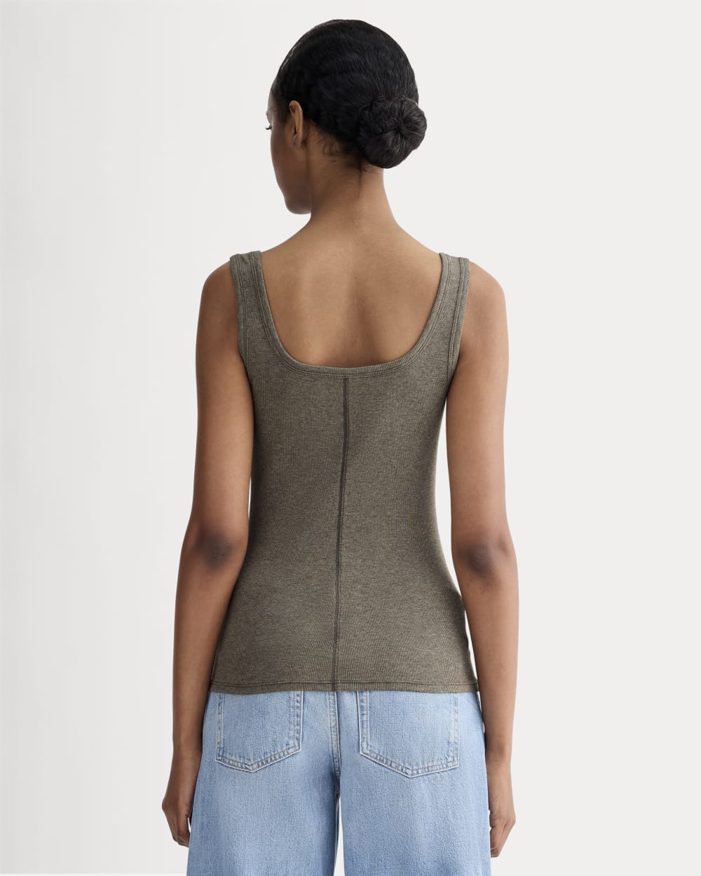 The Luxe Rib Square-Neck Tank | Heathered Fatigue - Image 4