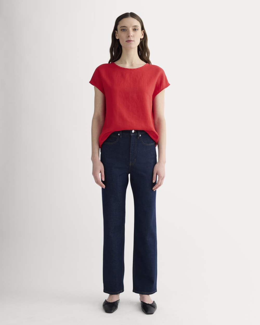 The Muscle Top in Linen | Classic Red - Image 3