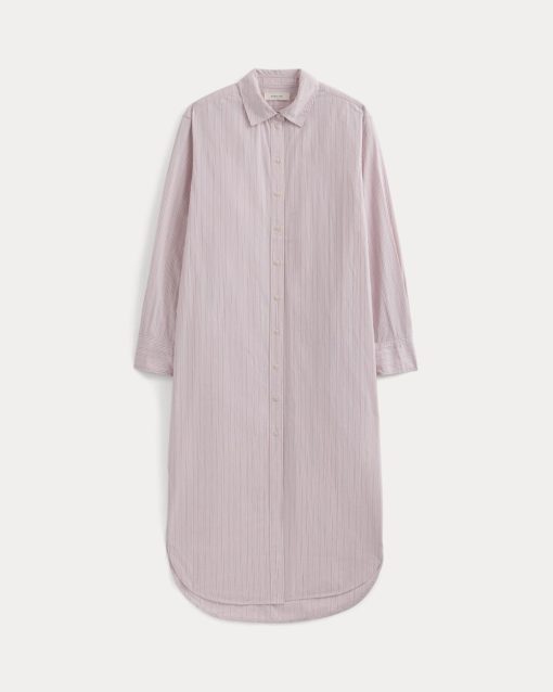 Alternative view of Midi Shirtdress in Ultrasoft Cotton | Burnished Lilac/Gardenia
