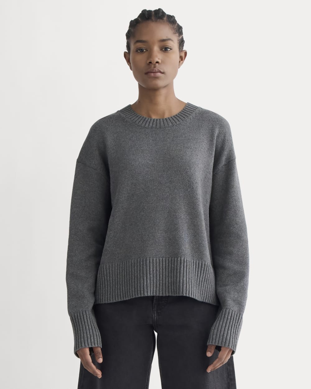 The Boxy Sweater in Everyday Cotton | Heathered Charcoal - Image 4