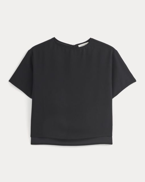 Alternative view of Drapey Crepe Top | Black