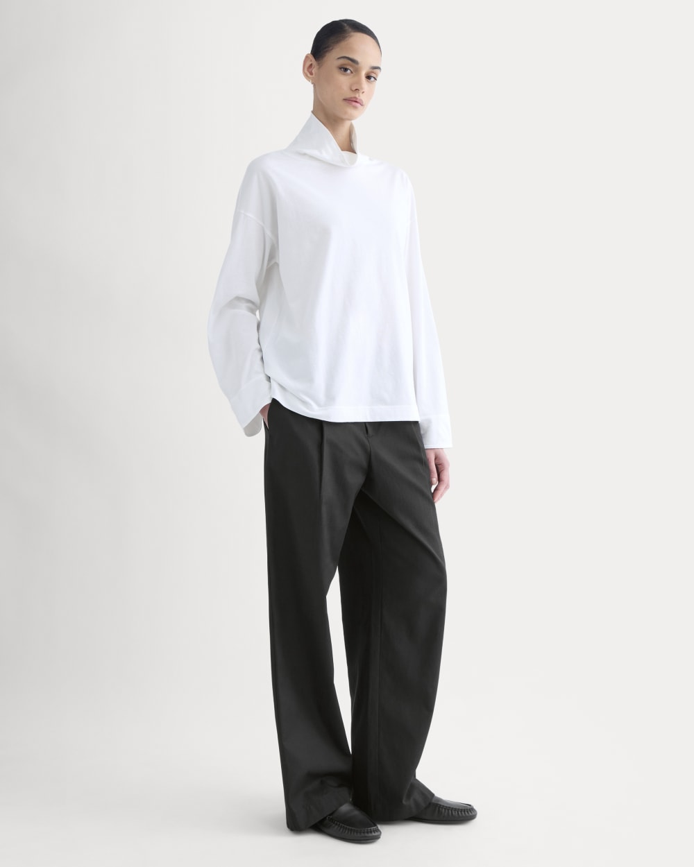 Slouchy Turtleneck In Essential Cotton | White - Image 3