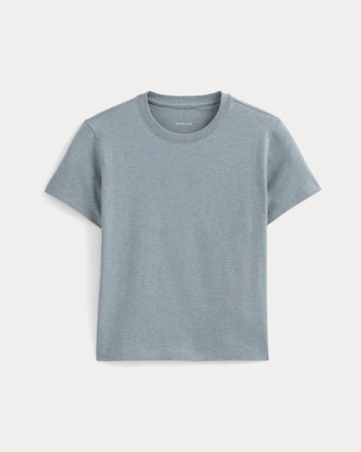Alternative view of The Box-Cut Tee in Essential Cotton | Heathered Sea | No Pocket