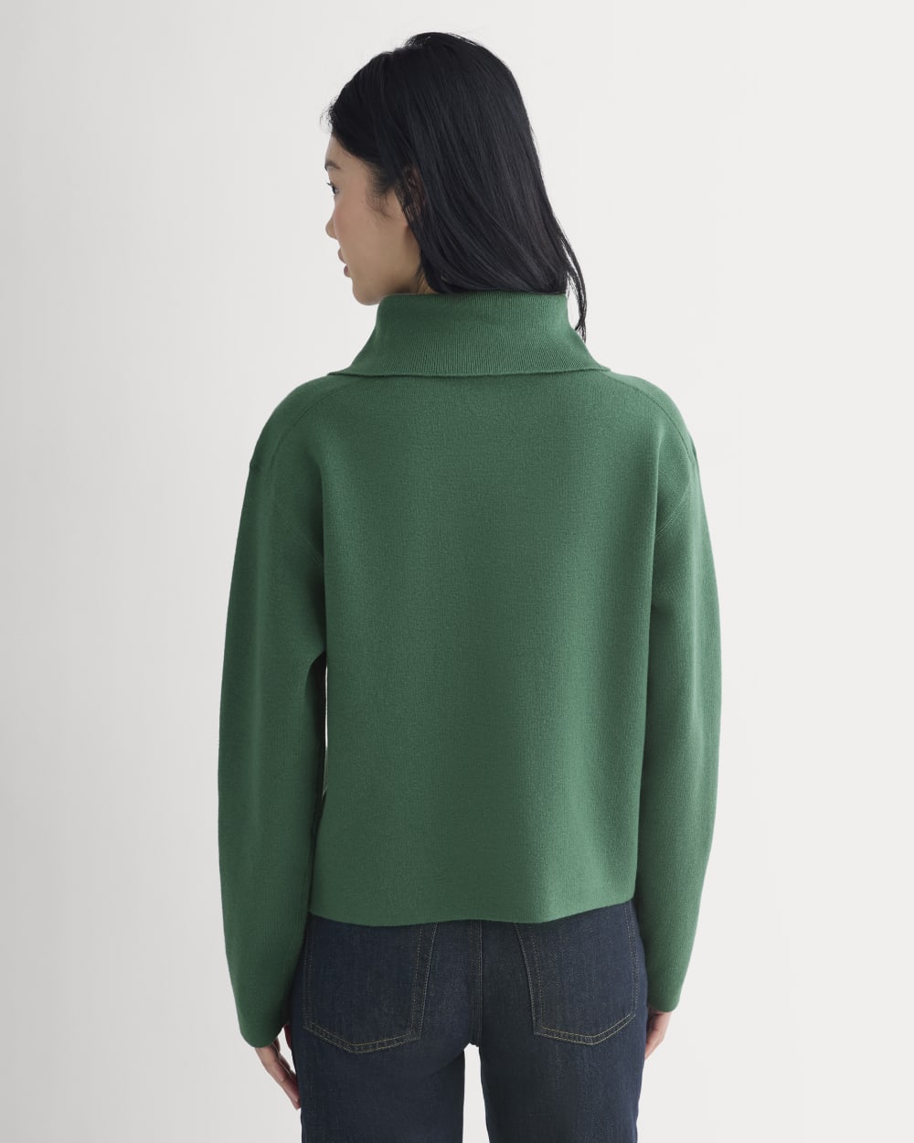 Double Knit Half-Zip in Cotton Merino | Hunter Green - Image 6