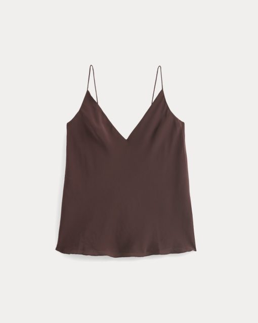 Alternative view of The Tie Back Cami in Washable Silk | Deep Plum