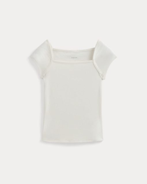 Alternative view of RetroSoft Cotton Square-Neck Tee | Bone