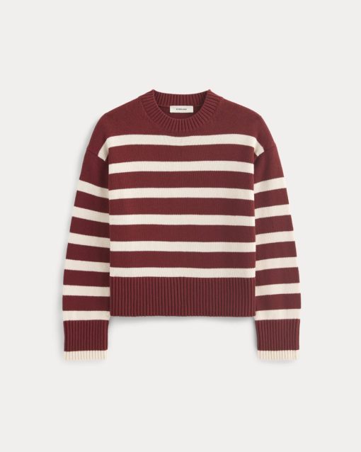 Alternative view of The Boxy Sweater in Everyday Cotton | Merlot / Canvas