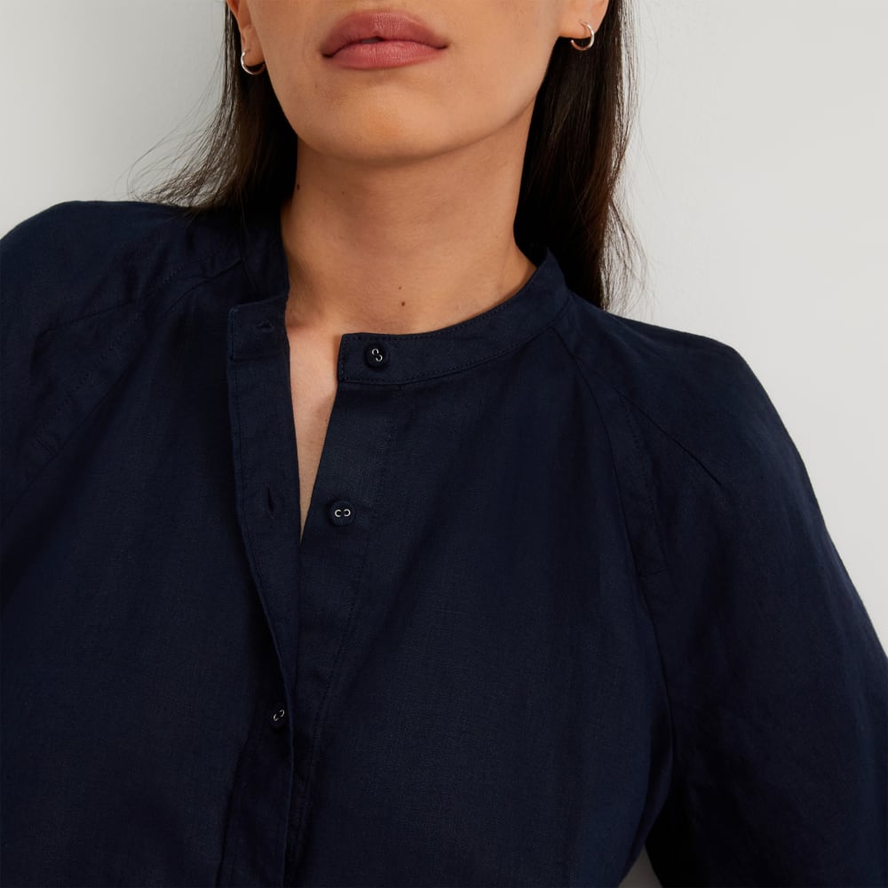 The Linen Puff Sleeve Shirt | Navy - Image 4