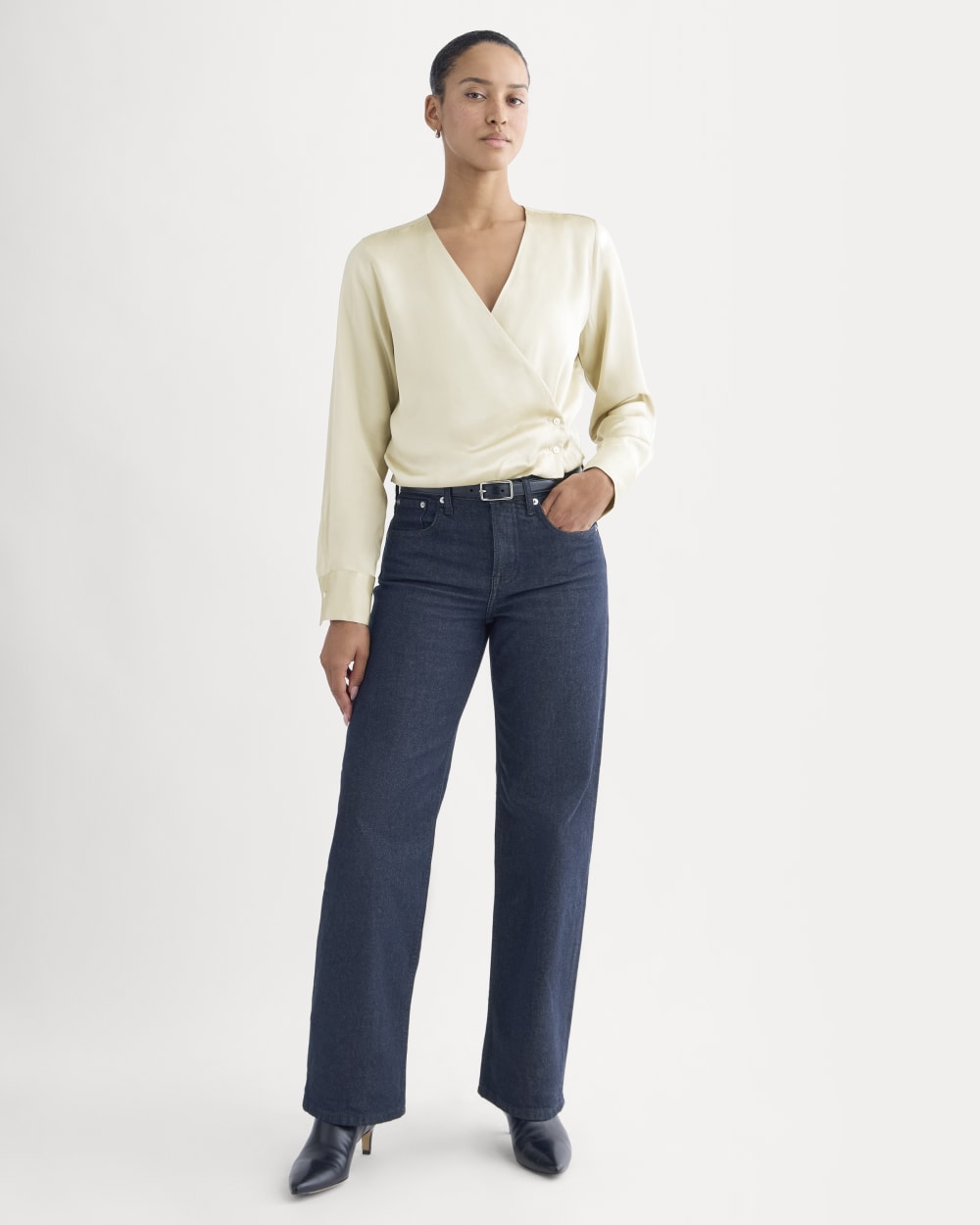 Wrap Top in Silk Charmeuse | Peyote - Image 3