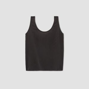 Alternative view of The Scoop Tank in Washable Silk | Black