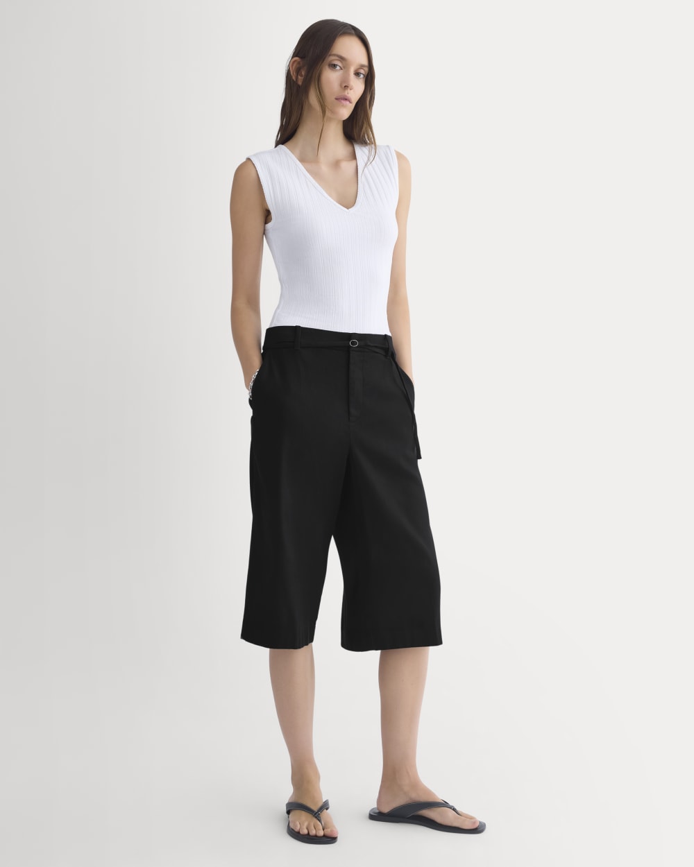 V-Neck Tank in Pointelle | White - Image 3