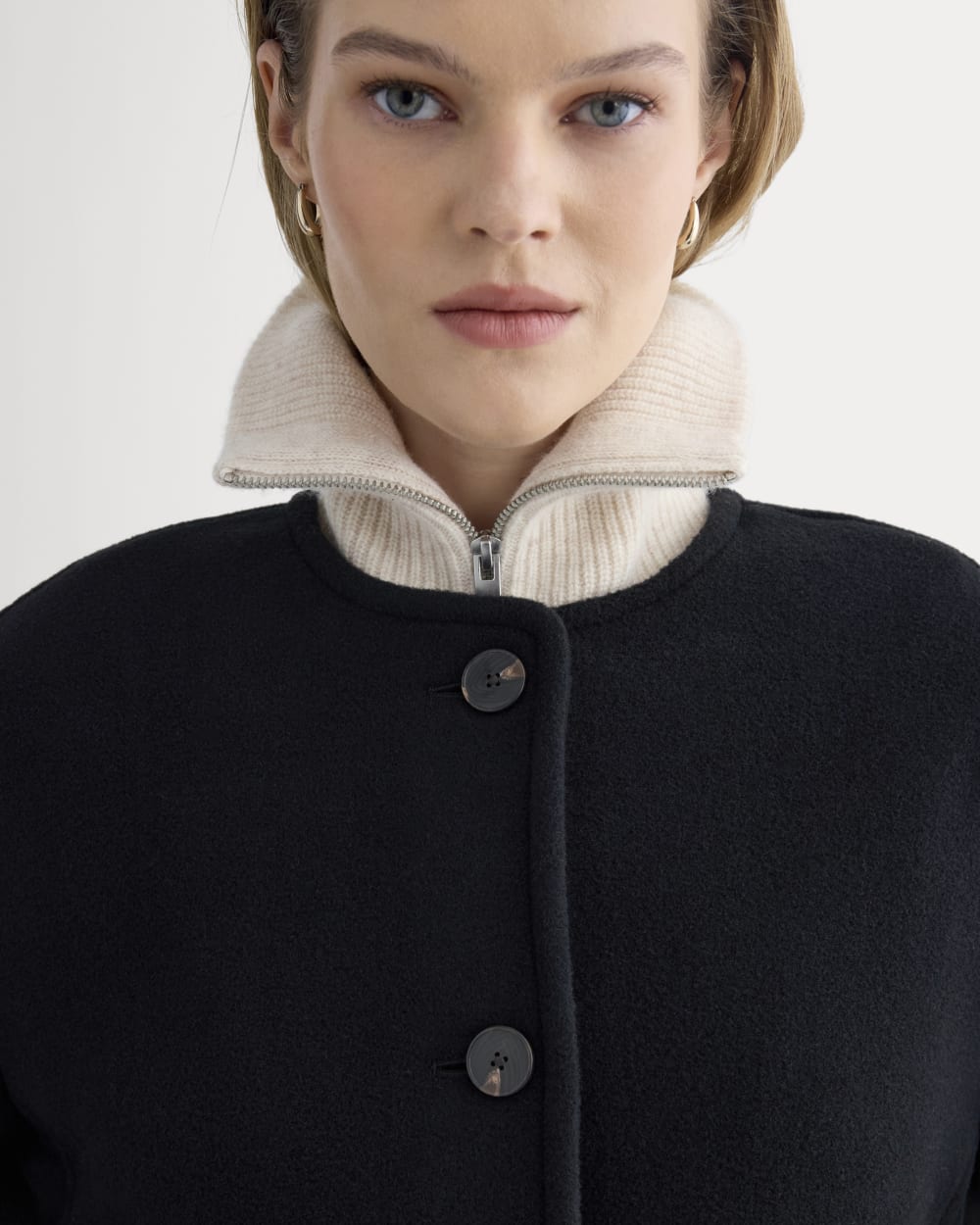 The Cocoon Coat in Wool | Black - Image 4