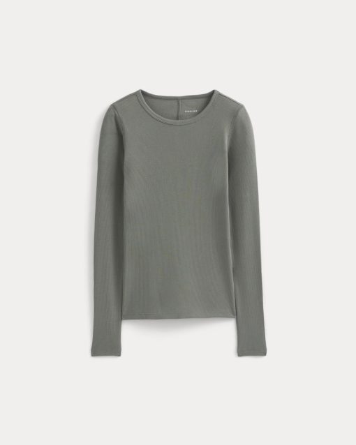 Alternative view of The Luxe Rib Long-Sleeve Crew | Agave Green