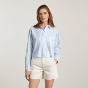 Alternative view of The Way-Short Shirt in Silky Cotton |  Mariner Blue / White