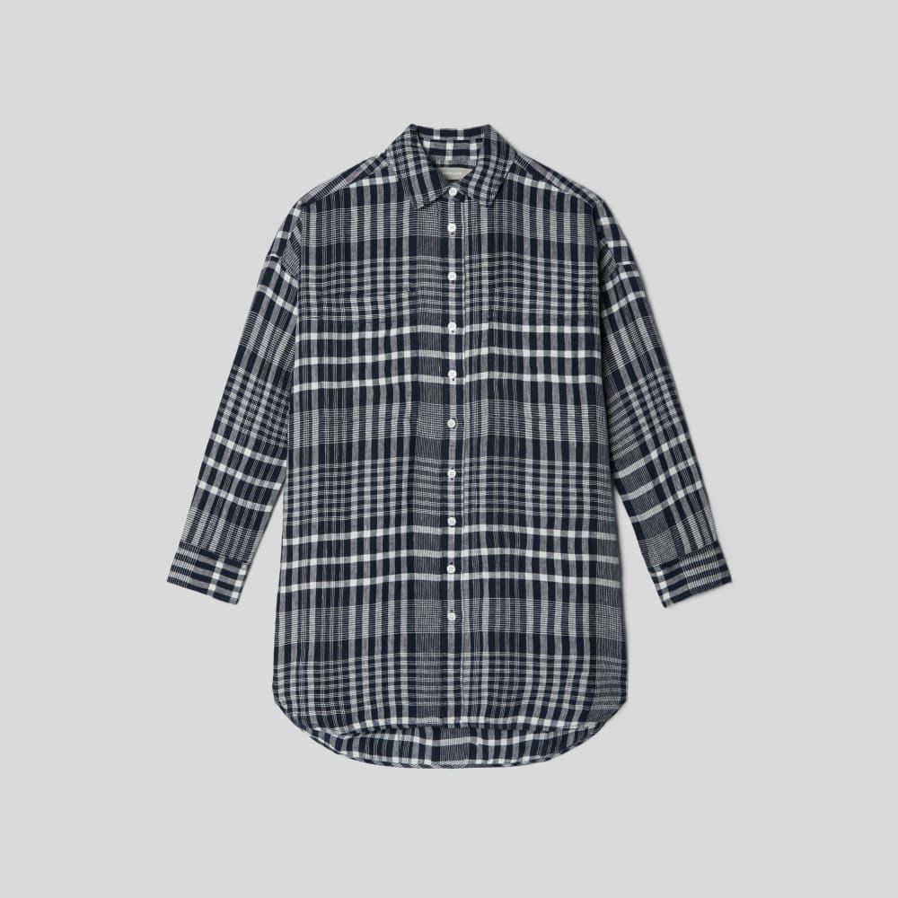 The Way-Long Linen Shirt | Canvas Tan / Navy - Image 2