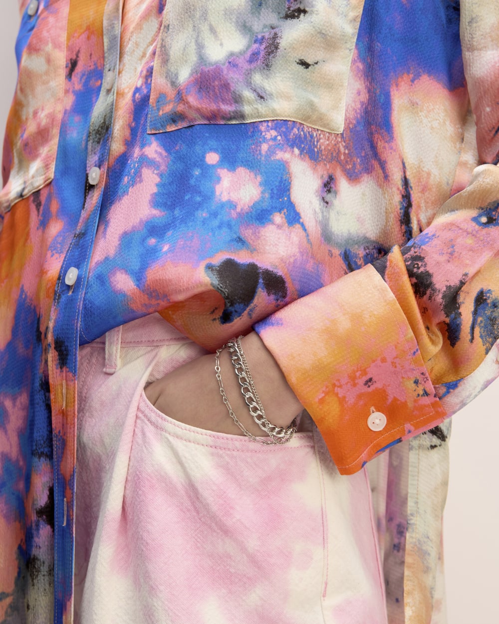 The Everlane x Marques' Almeida Satin Tie-Dye Shirt | Multi Tie-Dye - Image 5