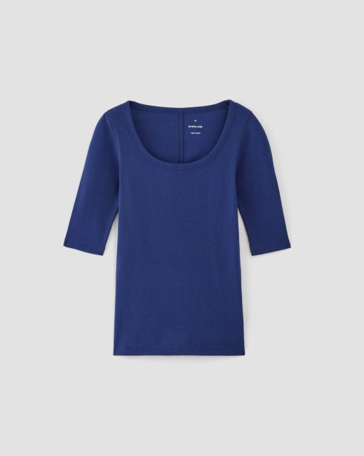 Alternative view of The Luxe Rib Scoop-Neck Tee | Bellwether Blue