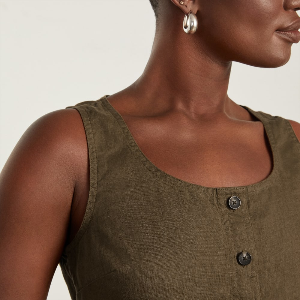 The Linen Button-Front Crop Tank | Beech - Image 5