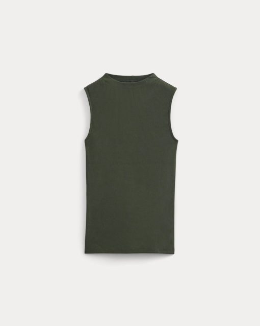 Alternative view of The Luxe Rib Funnel-Neck Tank | Dark Forest