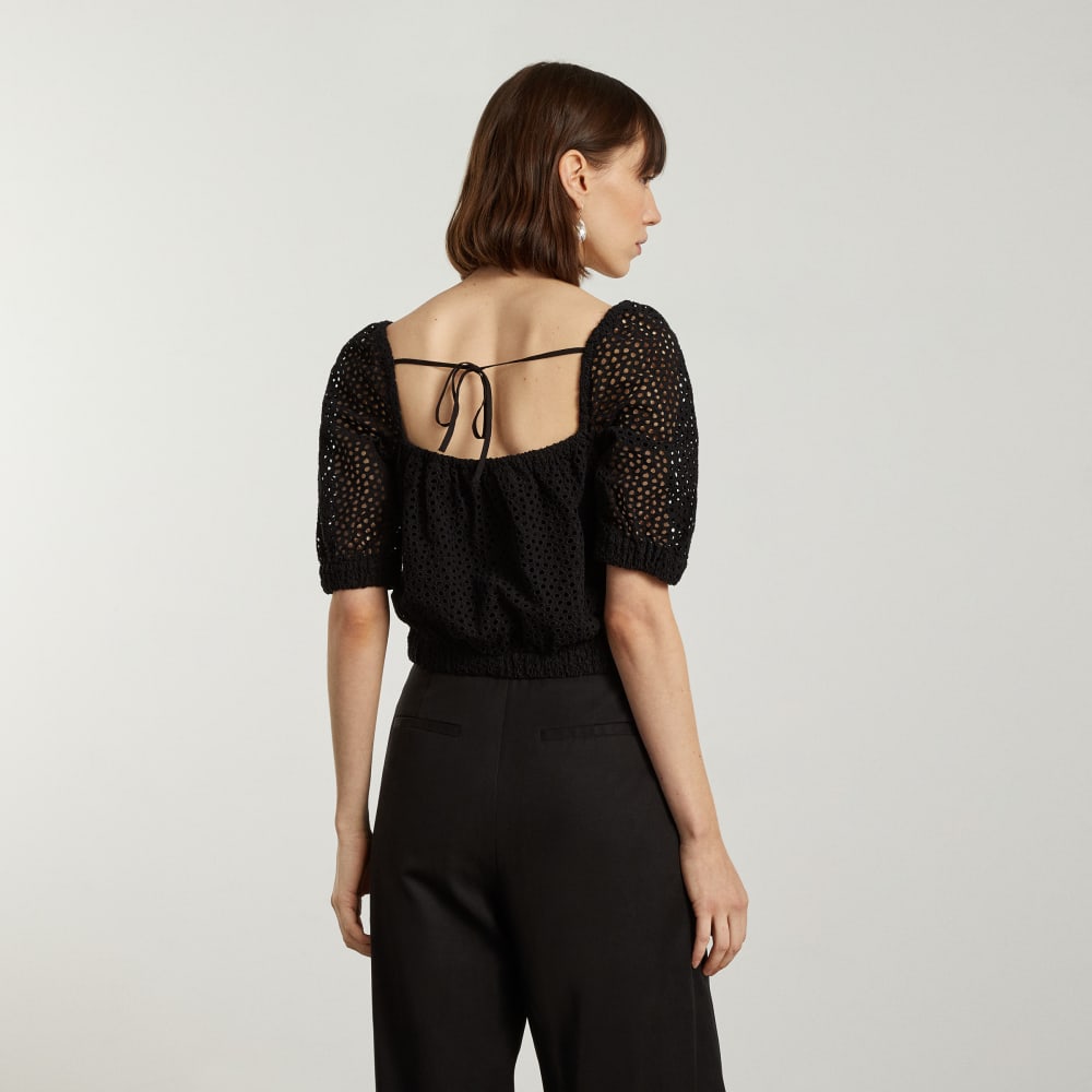 The Eyelet Puff Sleeve Top | Black - Image 4