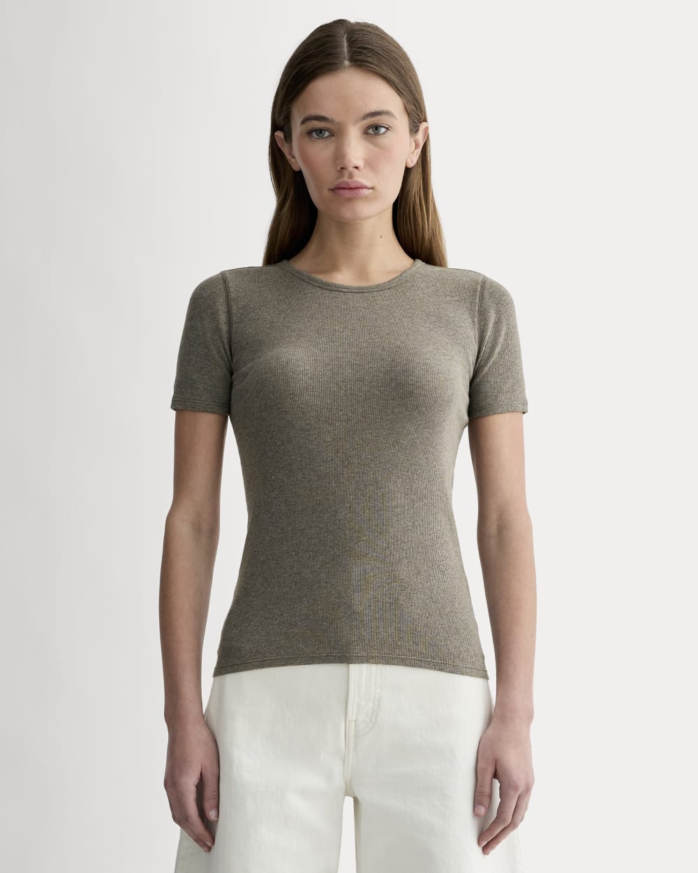 The Luxe Rib Crew | Heathered Fatigue