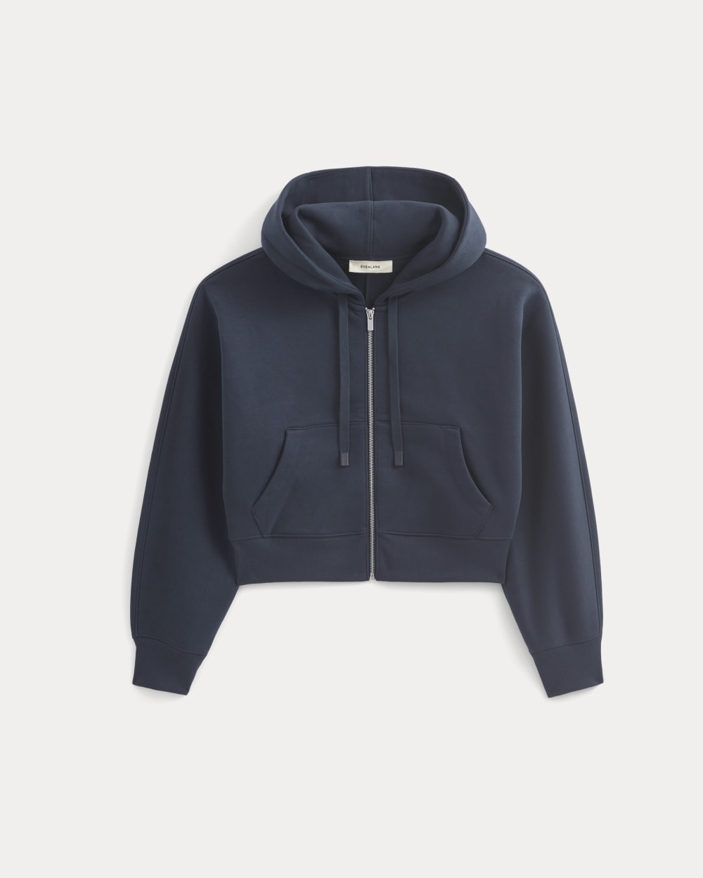 Luxe Fleece Full-Zip Cropped Hoodie | Navy - Image 2