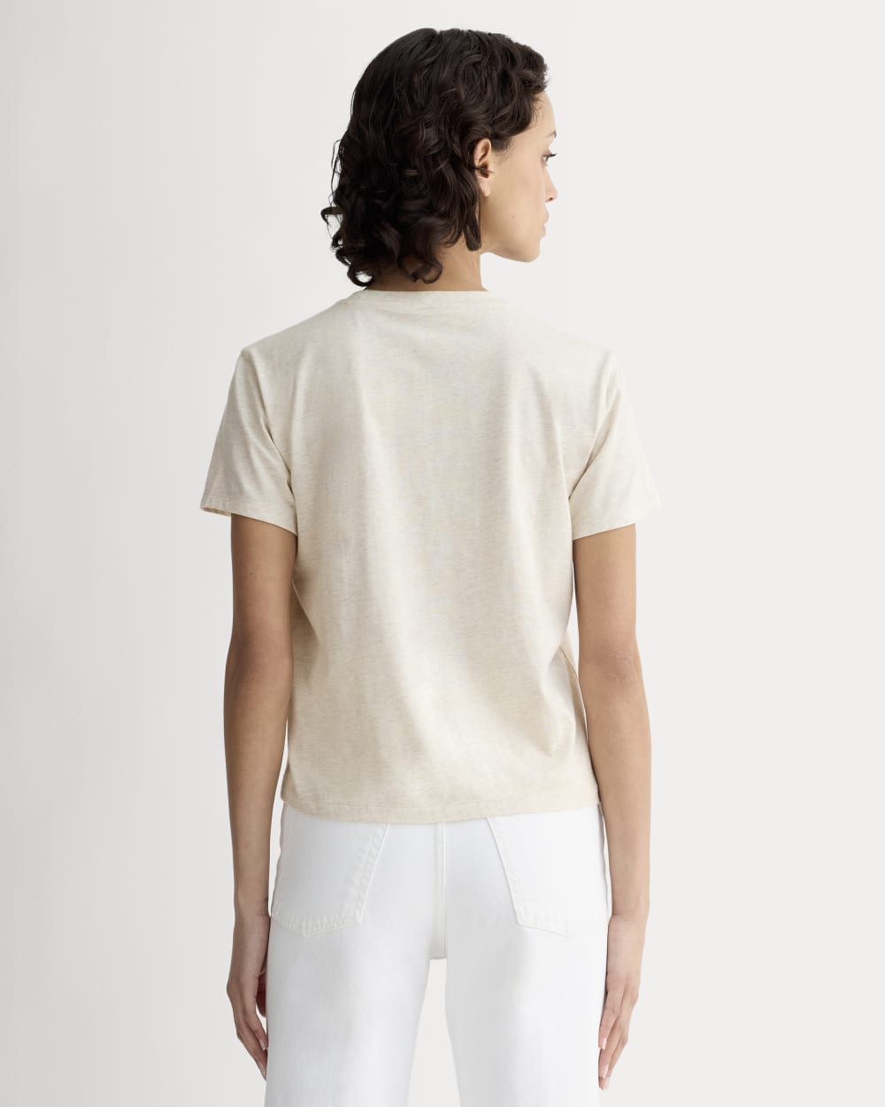 The Box-Cut Tee in Essential Cotton | Heathered Oat | No Pocket - Image 4