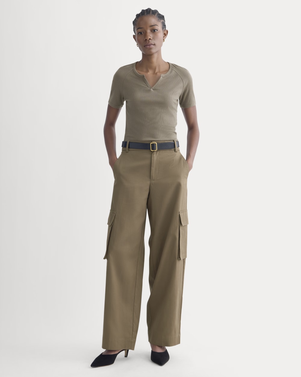 The Shimmy V-Neck Top | Taupe - Image 3