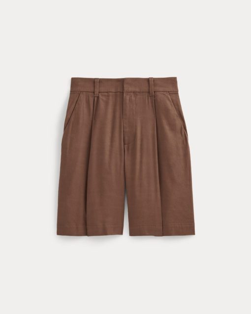 Alternative view of The Pleated Short in Stretch Linen | Cedarwood