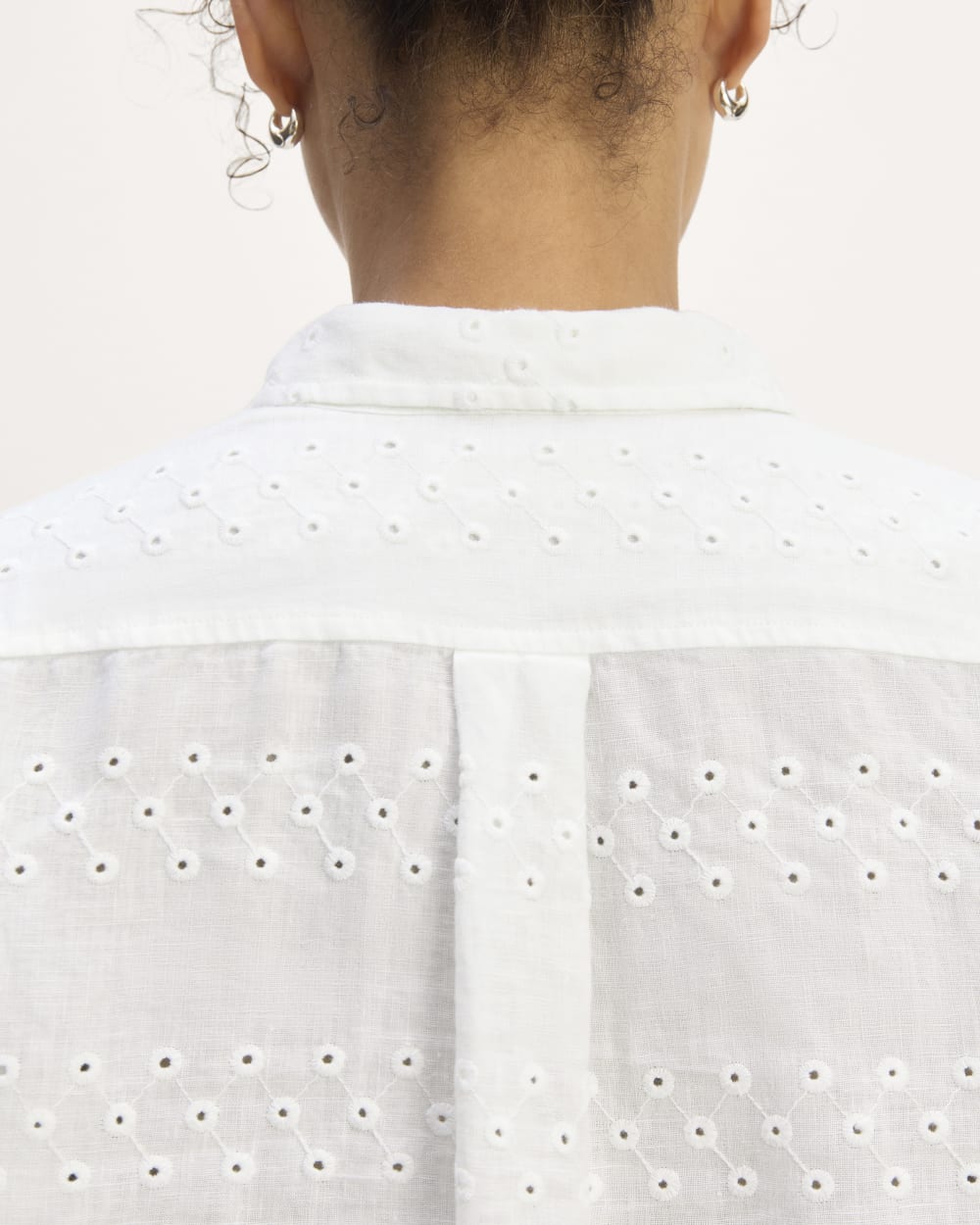 The Linen Eyelet Relaxed Shirt | White Eyelet - Image 5