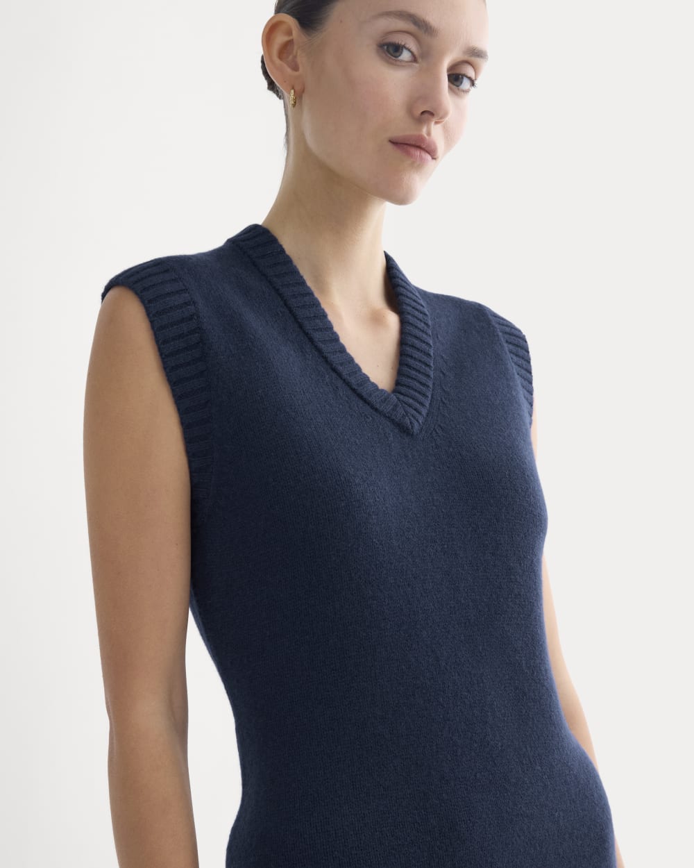 Sweater Mini Dress in Luxe Merino | Navy - Image 3