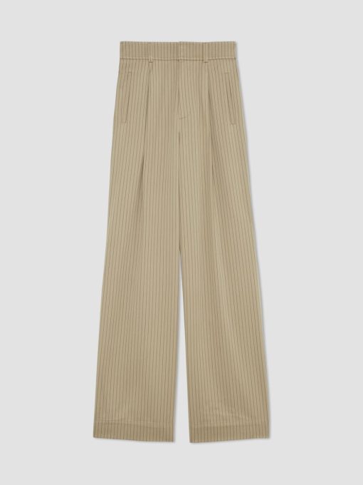 Alternative view of The Draper Pleated Pant in Buttersmooth | Cornstalk / Black | 32 Inseam
