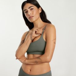 Alternative view of The Invisible Square-Neck Bralette | Pewter Green