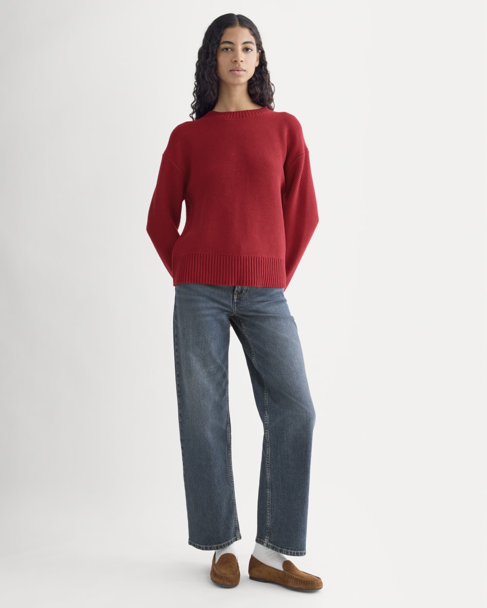 The Cotton Honeycomb Square Crew | Berry Red - Image 3