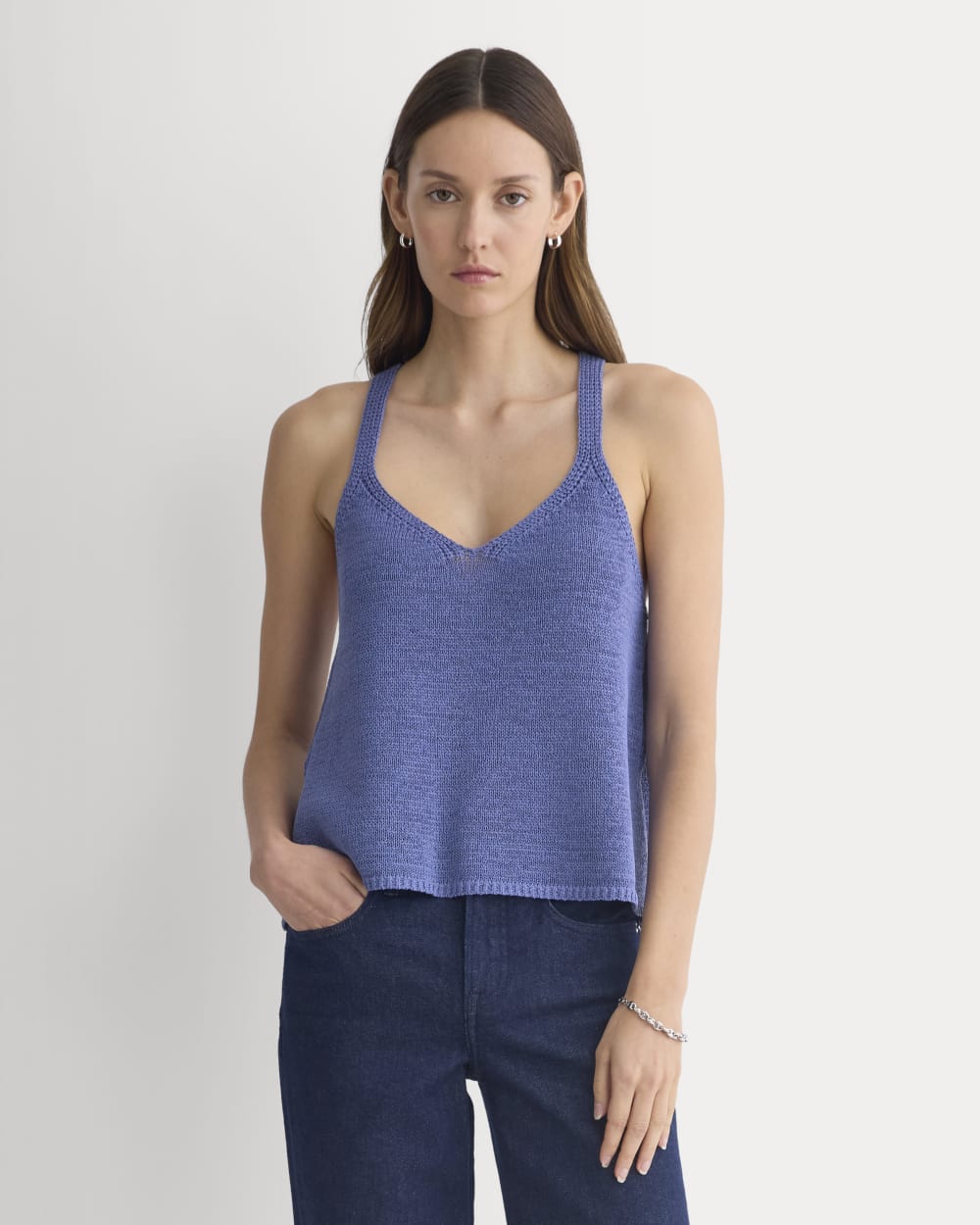 Racerback V-Neck Sweater | Blue Dusk