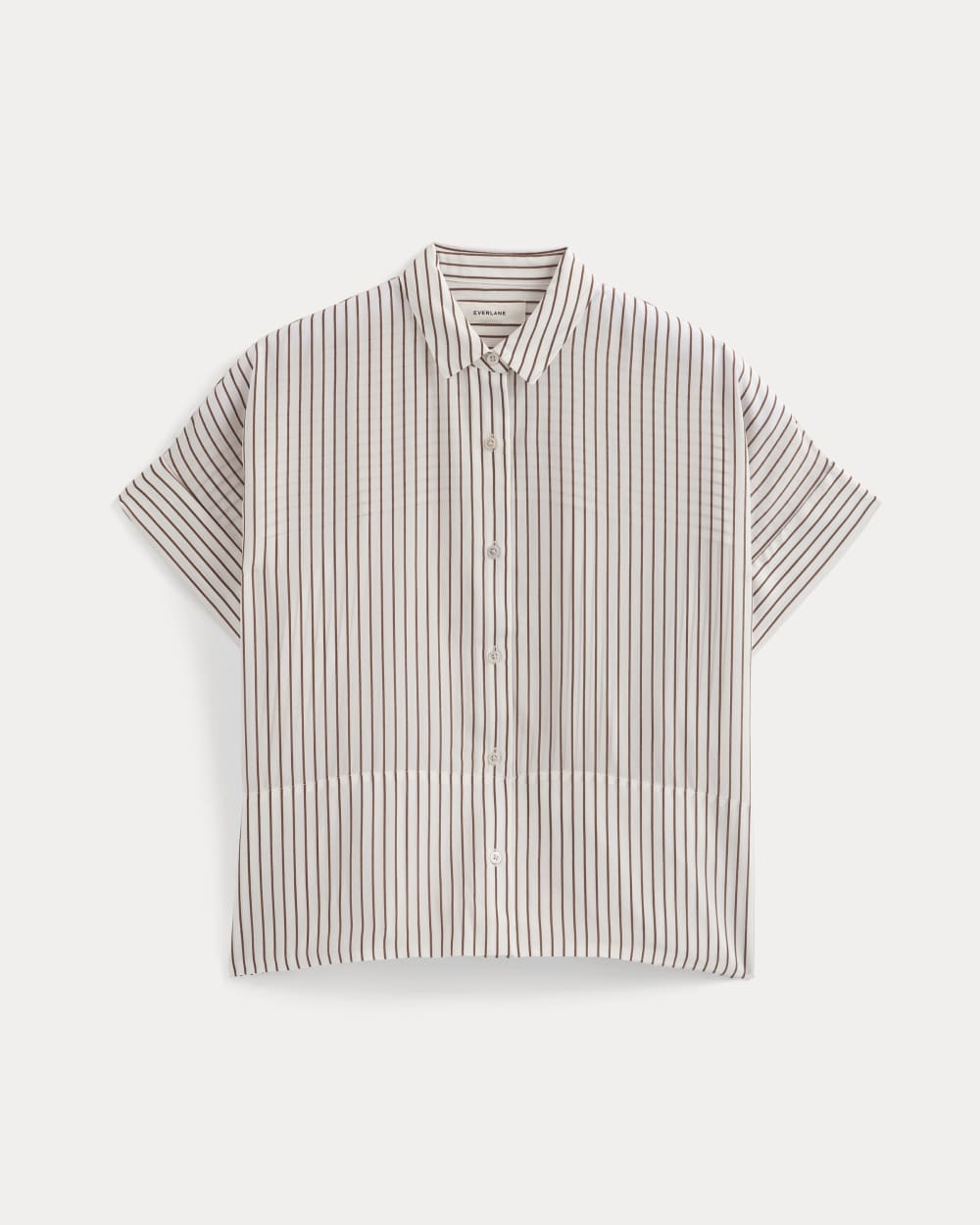 The Boxy Shirt in Washable Silk | Bone / Toffee Stripe - Image 2
