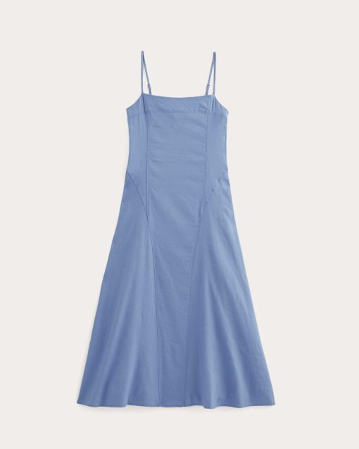 Alternative view of The Seamed Dress in Stretch Linen | Bluebell