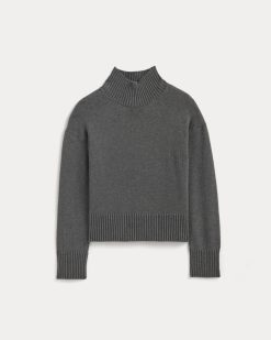 Alternative view of The Boxy Turtleneck in Everyday Cotton | Heathered Charcoal