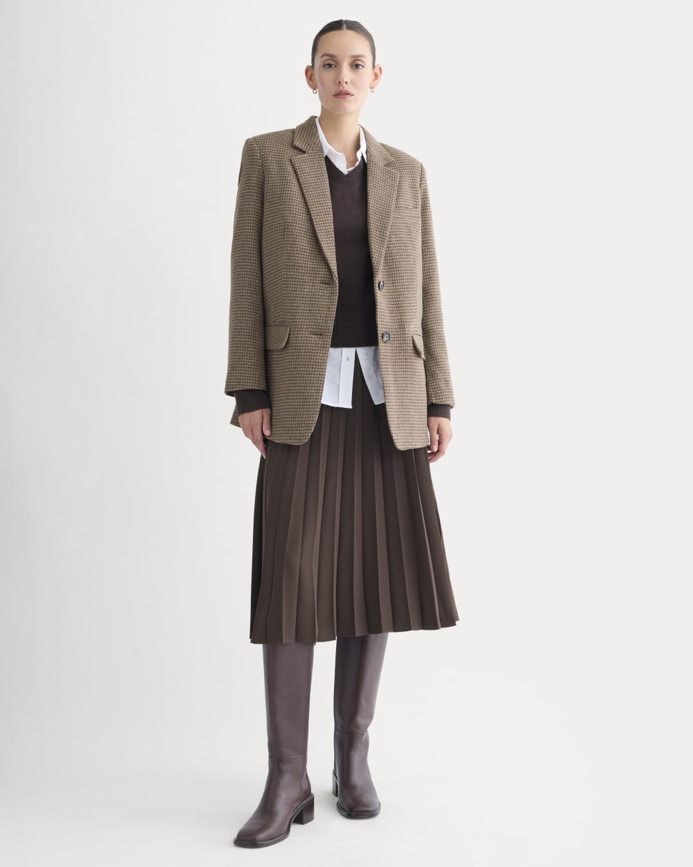 The Oversized Blazer in Wool | Brown Houndstooth - Image 3