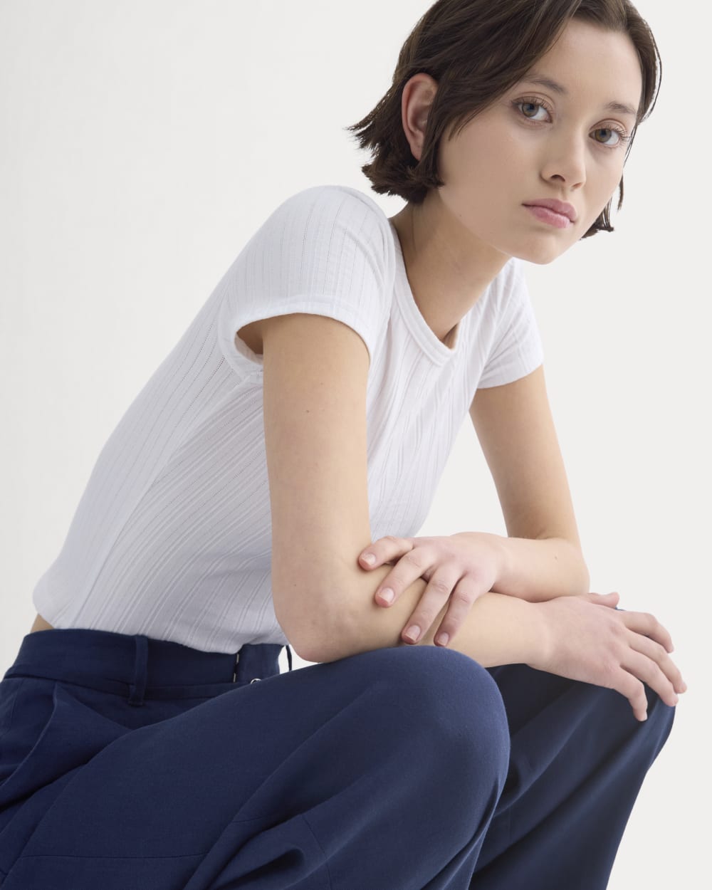 Cropped Crew in Pointelle | White - Image 3