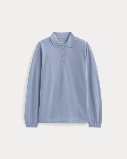 Alternative view of Oversized Pique Polo | Soft Blue