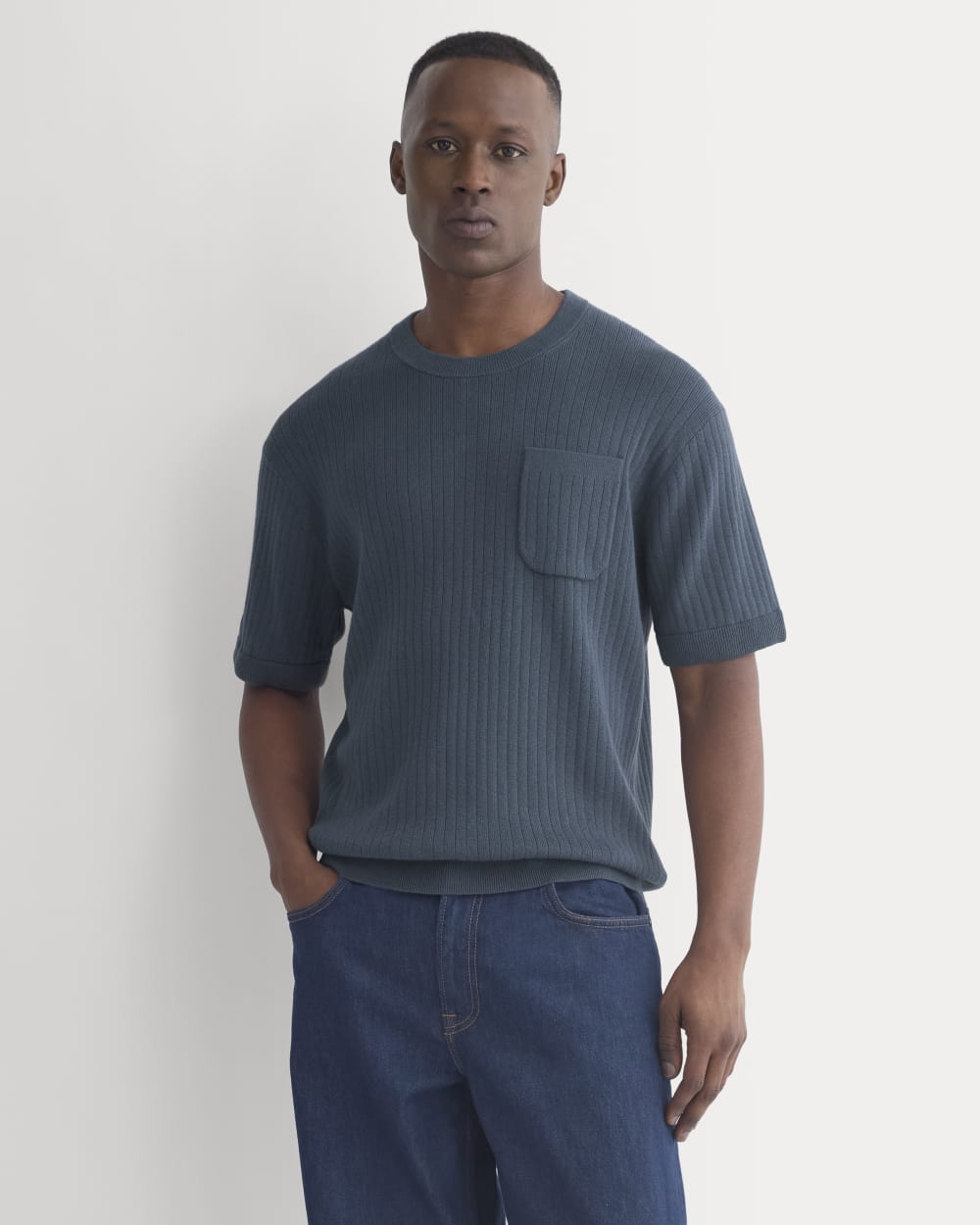 Textured Knit Tee | Midnight Navy