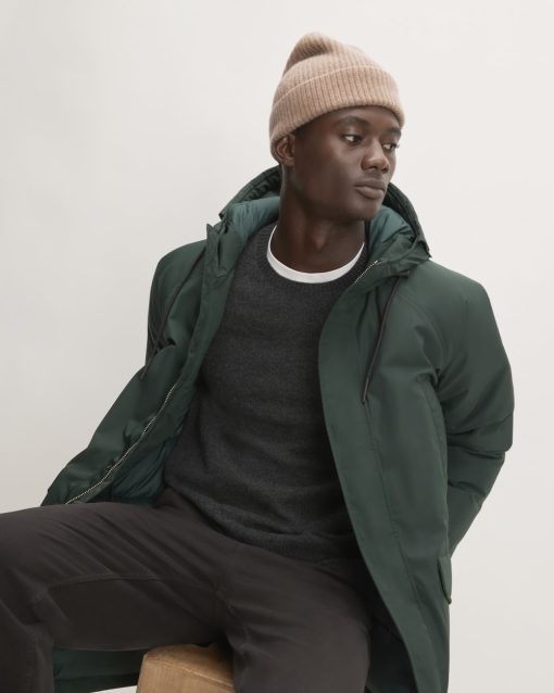 Alternative view of The Cashmere Fine Rib Beanie | Heathered Woodsmoke