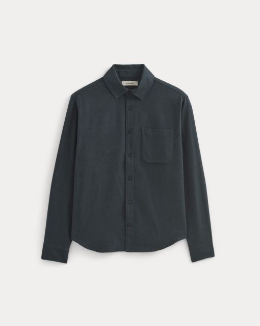 Alternative view of Brushed Flannel Shirt | Heathered Navy