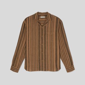 Alternative view of The Relaxed Linen Long-Sleeve Shirt | Toasted Coconut / Black