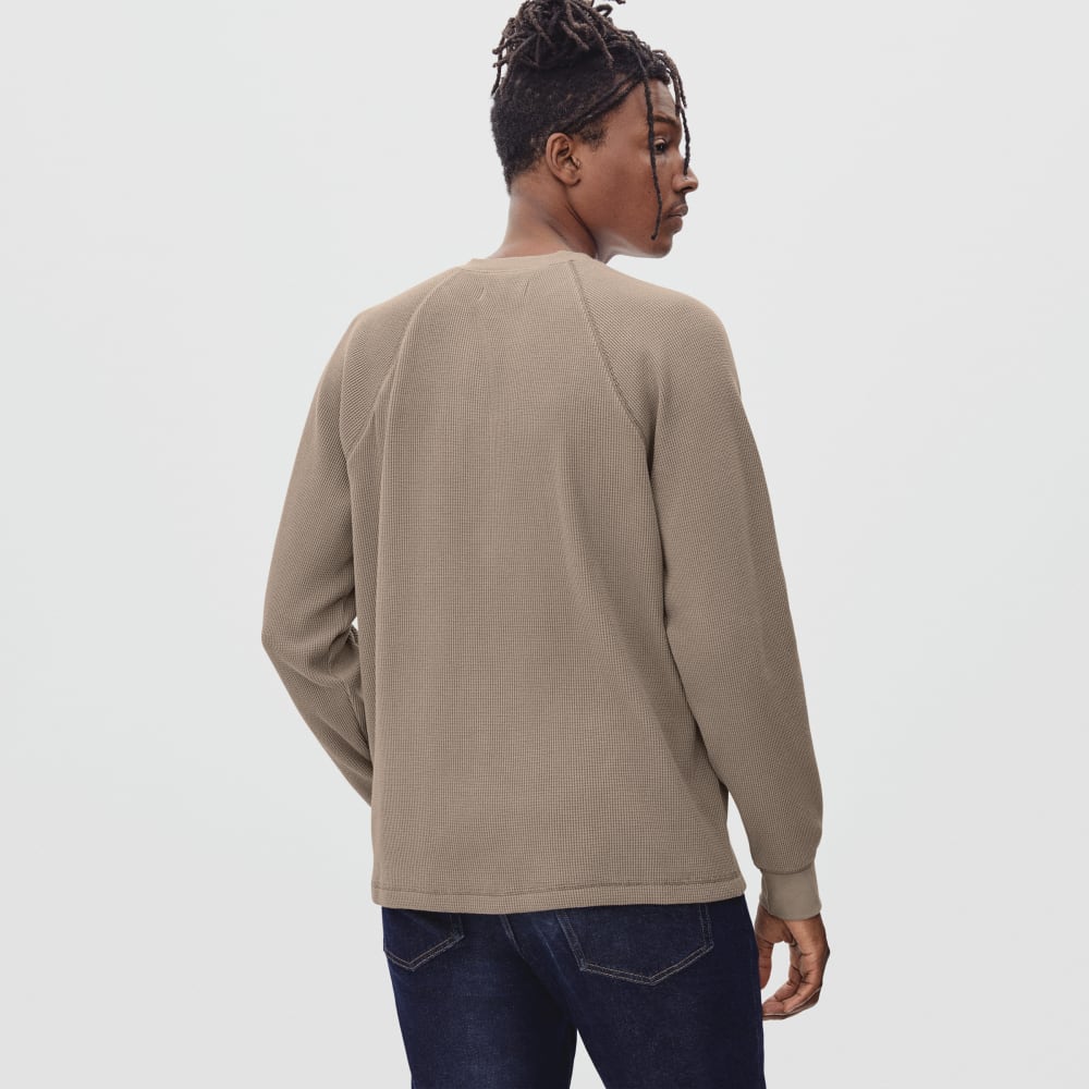The Waffle Long-Sleeve Henley Tee | Burnt Sugar - Image 3
